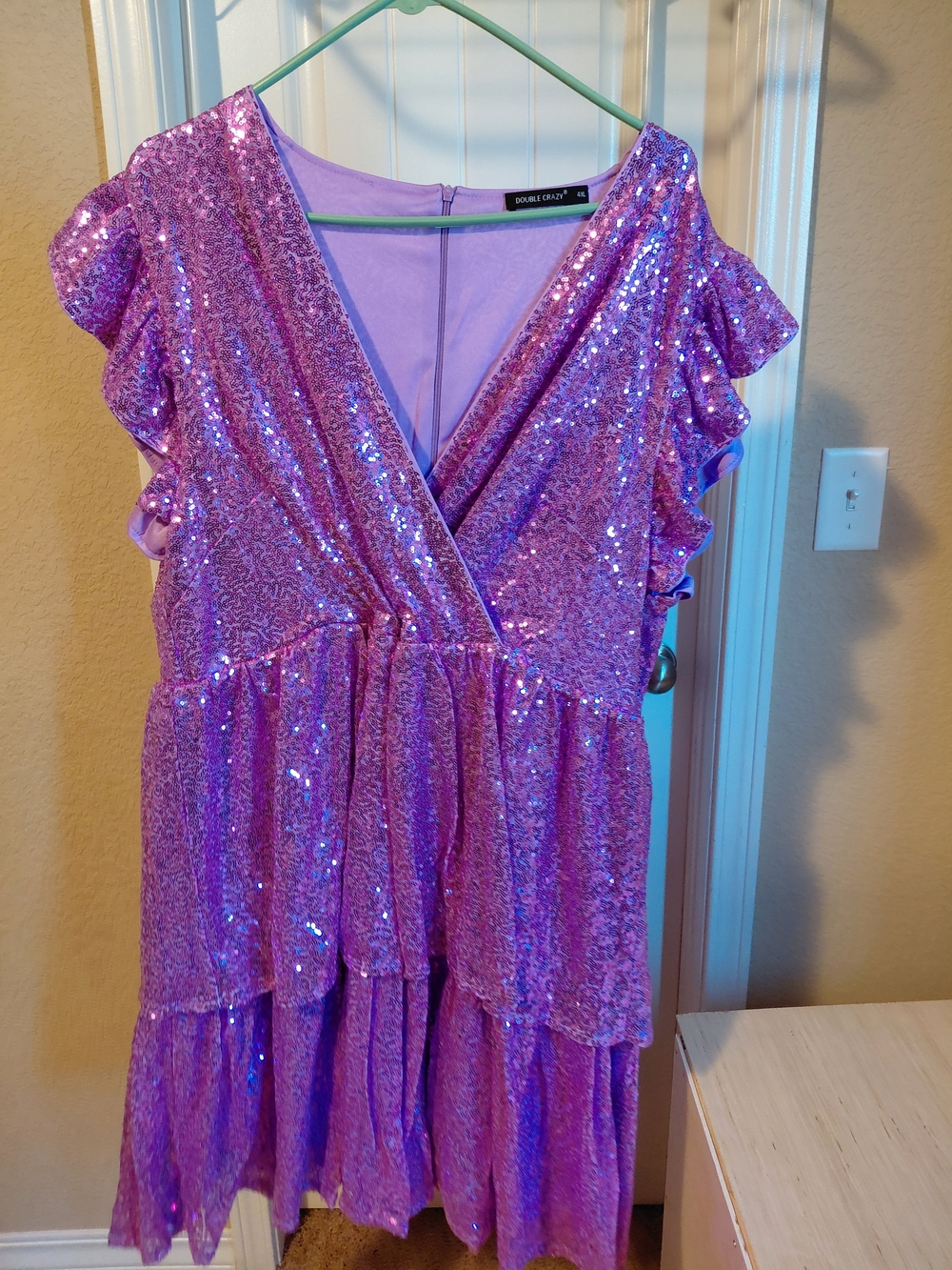 Purple Sequin Mini Dress